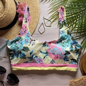 Maaji •• Floral 4-Way Reversible Crop Tank Bikini Top